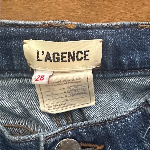 L'AGENCE‎ Dark Blue Distressed Straight Leg Jeans - Picture 2 of 3